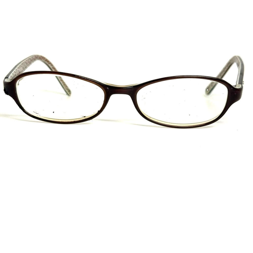 Coach Elana 525 Brown Oval Eyeglass Frames Signature Monogram Pattern‎ Womens